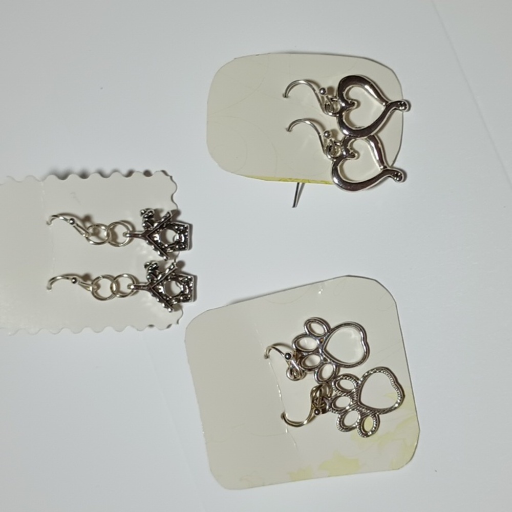 Three pair Earrings Stainless Steel/Hypoallergenic